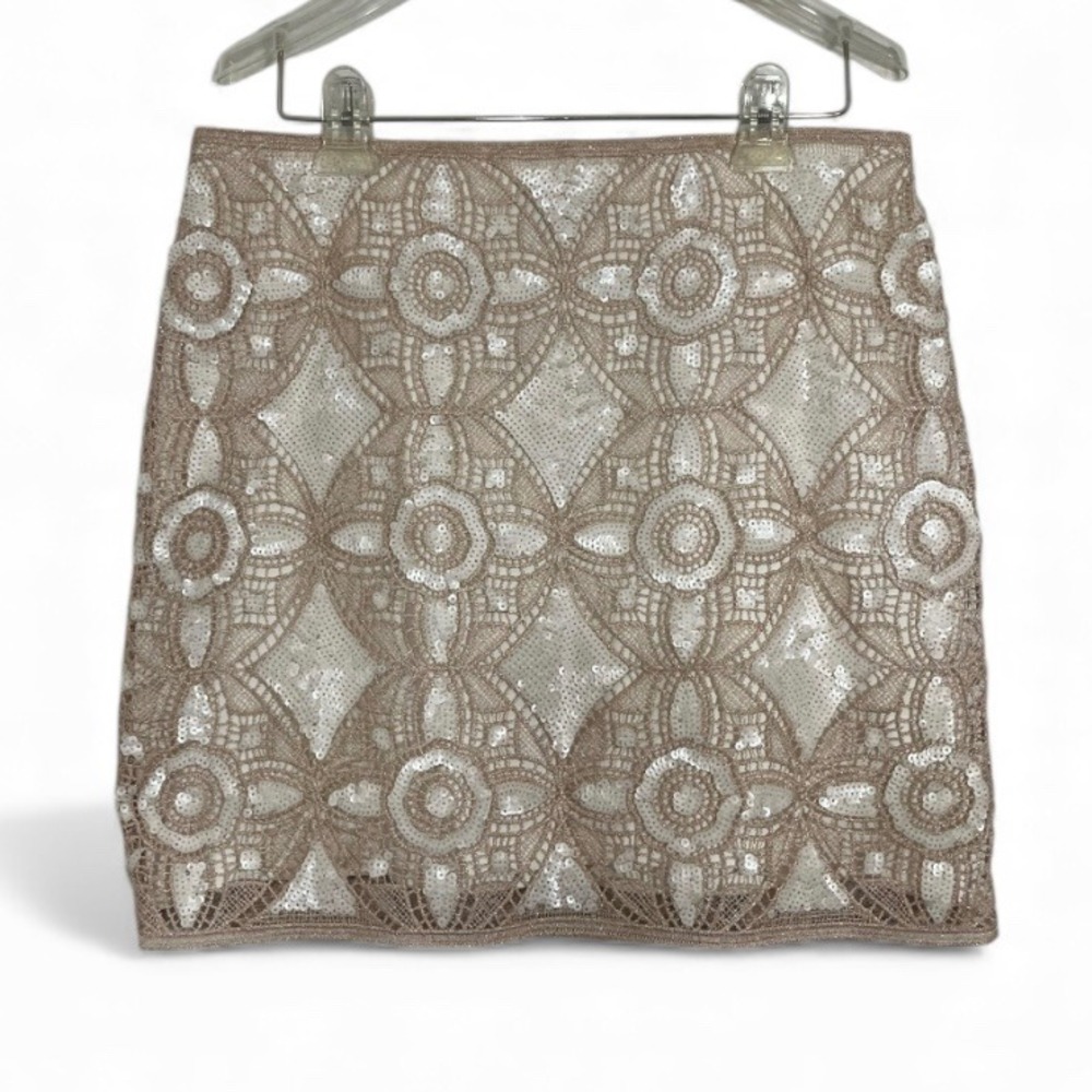 Express Beige and Silver Mini Skirt